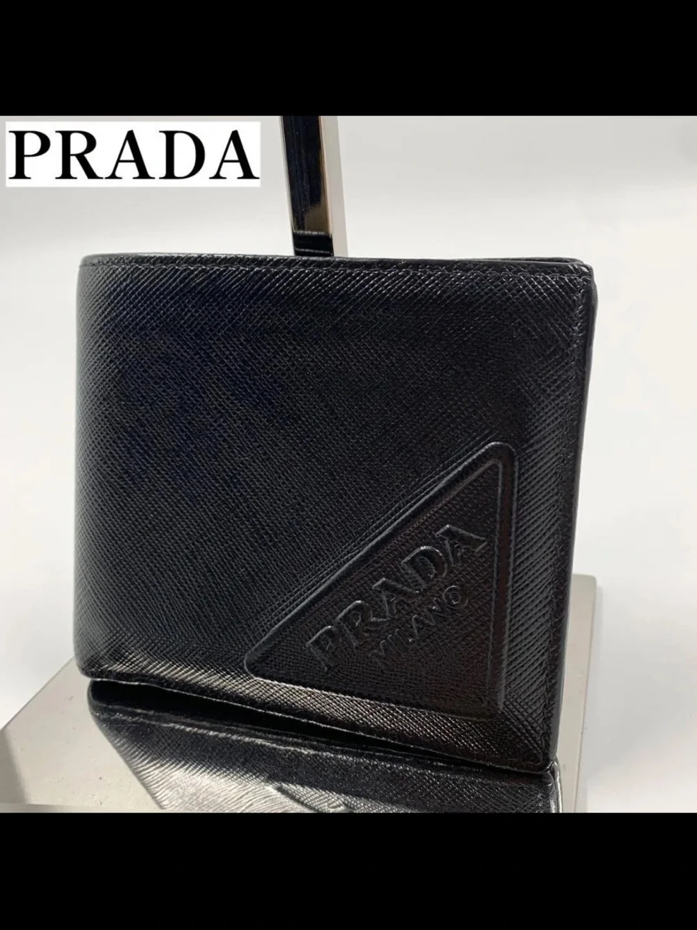 PRADA Black Saffiano Leather Bi-Fold Wallet - Men's Accessory